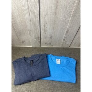 Mens Delta Soft Gildan T-Shirt Bundle 2XL Heather Blue Charcoal Grey 2 Pack